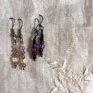 Lovely crystal and beaded earrings,Two pair